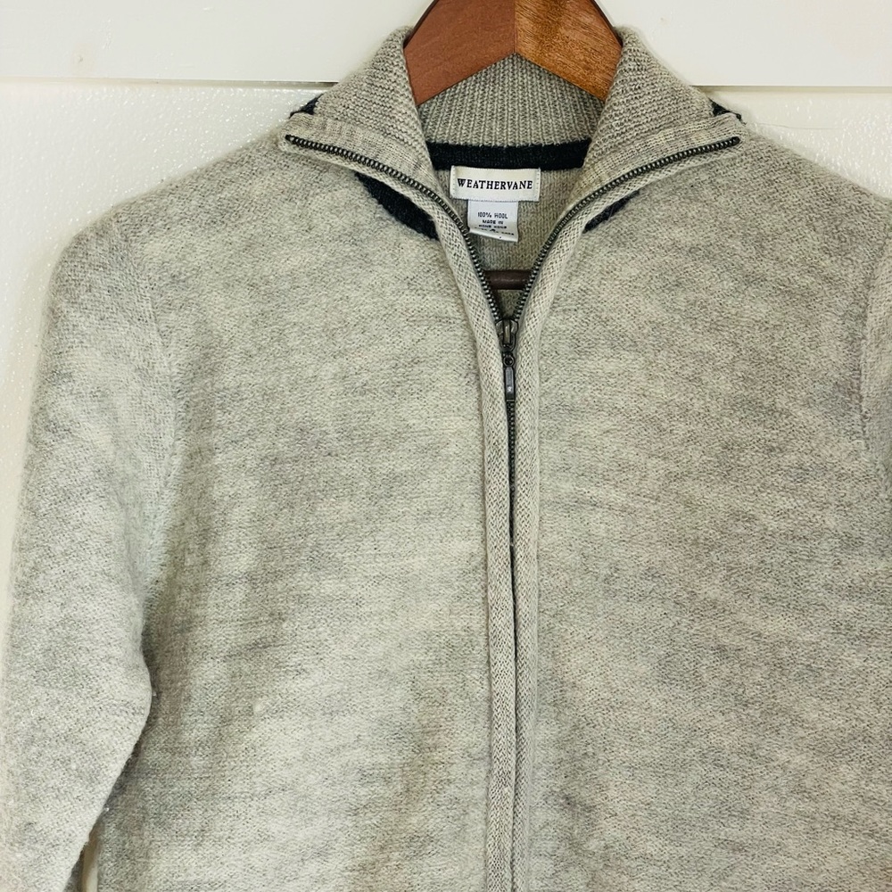 Weathervane S Gray Wool Full Zip Sweater Jacket - Picture 2 of 9